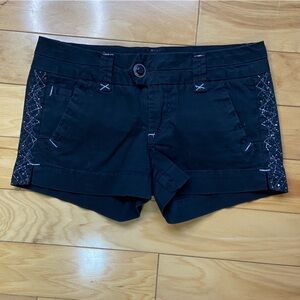 BKE Mollie Shorts Womens Size 25 Black Chino Shorts Low Rise Embellished